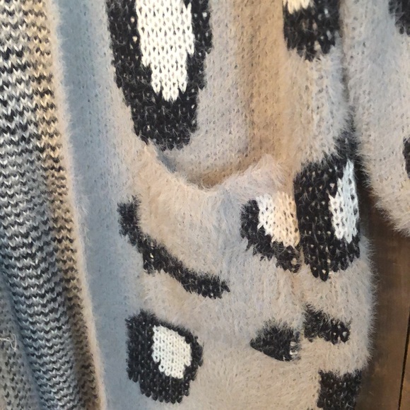 FINAL CLEARANCE BiBi Gray Leopard Animal Print Pocket Cardigan - Picture 6 of 15